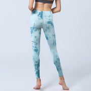 Buddha Stones Light Blue Tie-dye Print Gym Fitness Leggings Women's Yoga Pants