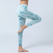 Buddha Stones Light Blue Tie-dye Print Gym Fitness Leggings Women's Yoga Pants - image 4