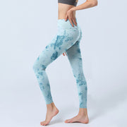 Buddha Stones Light Blue Tie-dye Print Gym Fitness Leggings Women's Yoga Pants