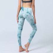 Buddha Stones Light Blue Tie-dye Print Gym Fitness Leggings Women's Yoga Pants - image 5