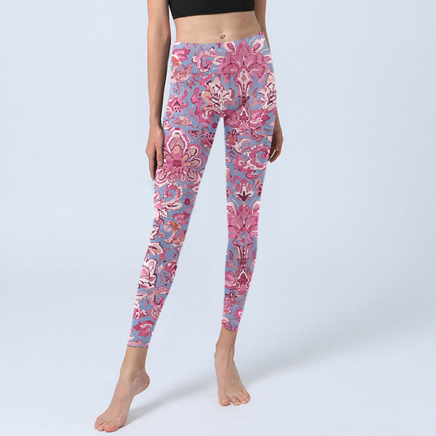 Buddha Stones Pink Flowers Print Gym Fitness Leggings Women's Yoga Pants - image 6