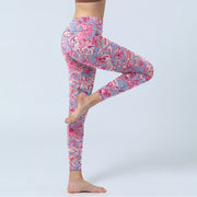 Buddha Stones Pink Flowers Print Gym Fitness Leggings Women's Yoga Pants - image 4