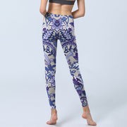 Buddha Stones Purple Flower Leaves Print Gym Fitness Leggings Women's Yoga Pants - image 7