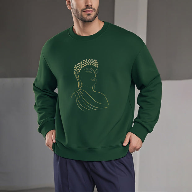 Buddha Stones Meditating Buddha Pattern Fleece Lined Sweatshirt