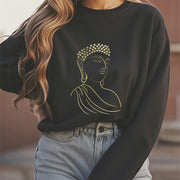 Buddha Stones Meditating Buddha Pattern Fleece Lined Sweatshirt