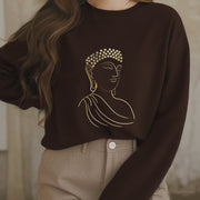 Buddha Stones Meditating Buddha Pattern Fleece Lined Sweatshirt