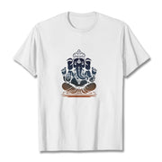 Buddha Stones Meditating Ganesh Elephant Pattern Tee T-shirt