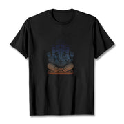 Buddha Stones Meditating Ganesh Elephant Pattern Tee T-shirt T-Shirts BS Black 2XL