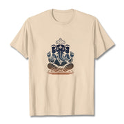 Buddha Stones Meditating Ganesh Elephant Pattern Tee T-shirt T-Shirts BS Bisque 2XL