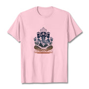 Buddha Stones Meditating Ganesh Elephant Pattern Tee T-shirt T-Shirts BS LightPink 2XL