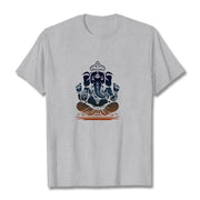 Buddha Stones Meditating Ganesh Elephant Pattern Tee T-shirt T-Shirts BS LightGrey 2XL