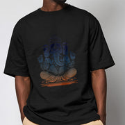 Buddha Stones Meditating Ganesh Elephant Pattern Tee T-shirt T-Shirts BS 5