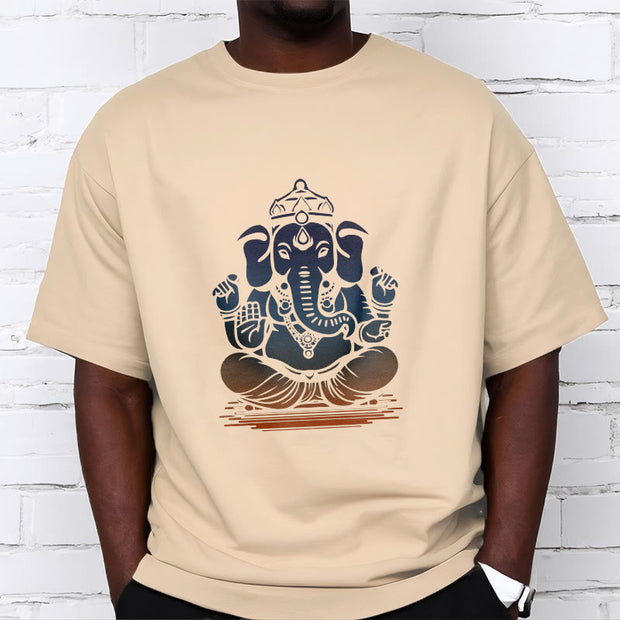 Buddha Stones Meditating Ganesh Elephant Pattern Tee T-shirt T-Shirts BS 9