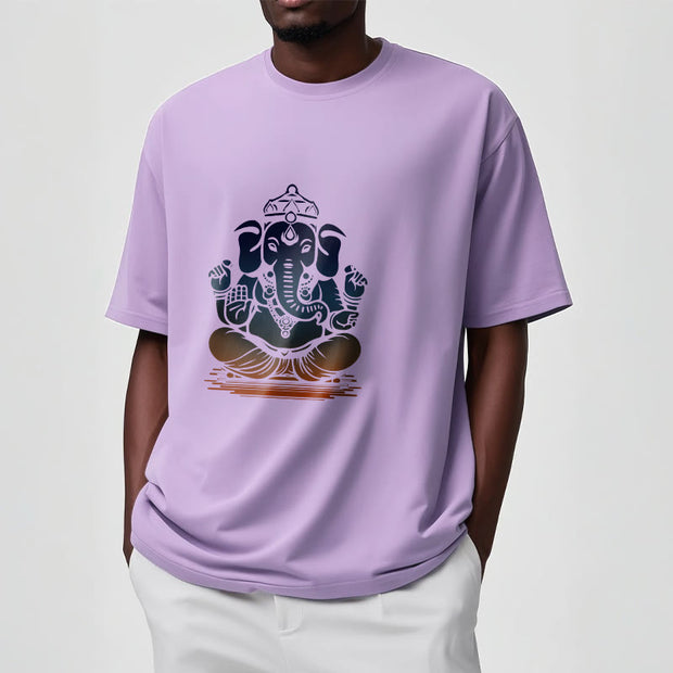 Buddha Stones Meditating Ganesh Elephant Pattern Tee T-shirt