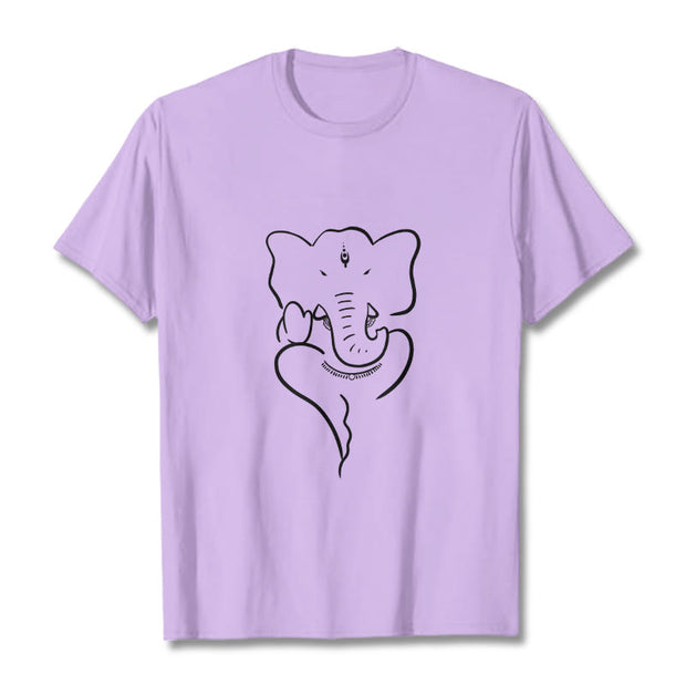 Buddha Stones Ganesh Elephant Sketch Pattern Tee T-shirt T-Shirts BS Plum 2XL