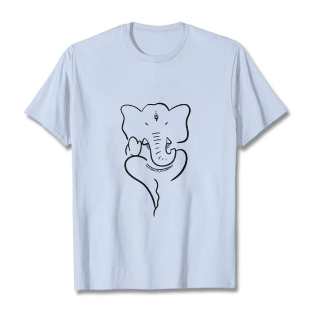 Buddha Stones Ganesh Elephant Sketch Pattern Tee T-shirt T-Shirts BS LightCyan 2XL