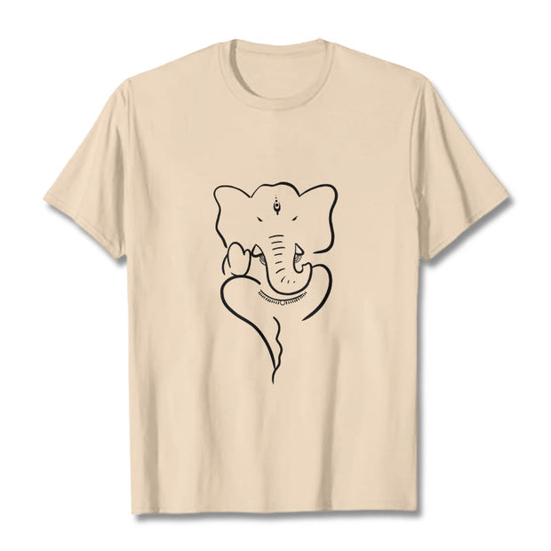 Buddha Stones Ganesh Elephant Sketch Pattern Tee T-shirt T-Shirts BS Bisque 2XL