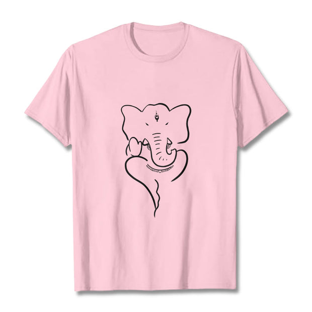 Buddha Stones Ganesh Elephant Sketch Pattern Tee T-shirt T-Shirts BS LightPink 2XL