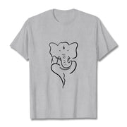 Buddha Stones Ganesh Elephant Sketch Pattern Tee T-shirt T-Shirts BS LightGrey 2XL