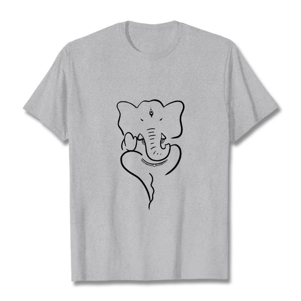 Buddha Stones Ganesh Elephant Sketch Pattern Tee T-shirt T-Shirts BS LightGrey 2XL