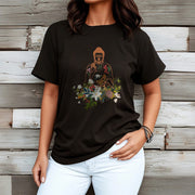 Buddha Stones Meditating Buddha Blooming Flowers Pattern Tee T-shirt