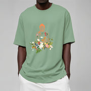 Buddha Stones Meditating Buddha Blooming Flowers Pattern Tee T-shirt