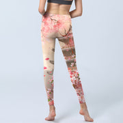 Buddha Stones Pink Sakura Antique Building Print Fitness Leggings Women's Yoga Pants - image 7