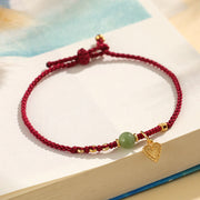 Buddha Stones 925 Sterling Silver Hetian Jade Bead Copper Coin Love Heart Charm Luck Bracelet