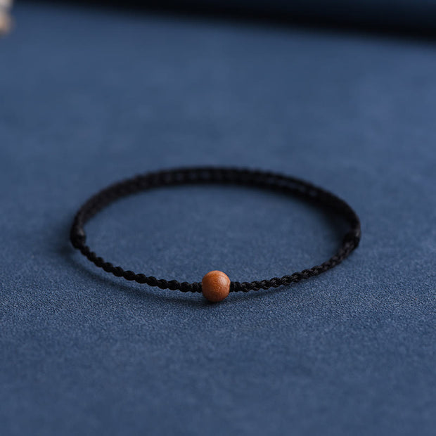 FREE Today: Wealth Luck Natural Peach Wood Bead Braided Bracelet