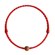 Buddha Stones Natural Peach Wood Bead Ward Off Evil Spirits Braided Bracelet Bracelet Anklet BS 17