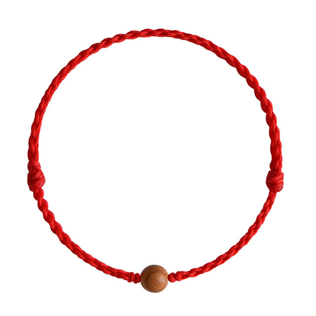 FREE Today: Wealth Luck Natural Peach Wood Bead Braided Bracelet