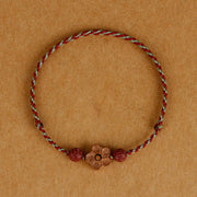 Buddha Stones Peach Wood Small Peach Blossom Cinnabar Wealth String Bracelet Anklet