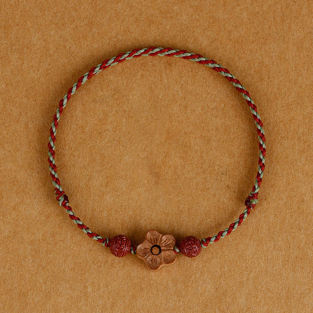 FREE Today: Ward Off Evil Spirits Peach Wood Small Peach Blossom Cinnabar String Bracelet Anklet