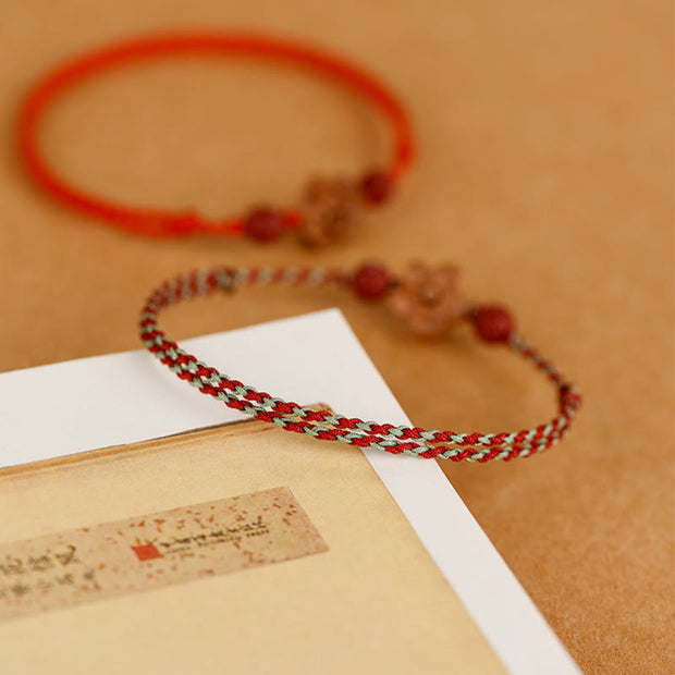 FREE Today: Ward Off Evil Spirits Peach Wood Small Peach Blossom Cinnabar String Bracelet Anklet