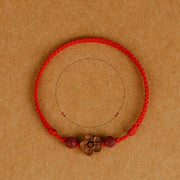 Buddha Stones Peach Wood Small Peach Blossom Cinnabar Wealth String Bracelet Anklet Bracelet Anklet BS 4