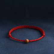 FREE Today: Wealth Luck Natural Peach Wood Bead Braided Bracelet