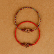 Buddha Stones Peach Wood Small Peach Blossom Cinnabar Wealth String Bracelet Anklet Bracelet Anklet BS 1