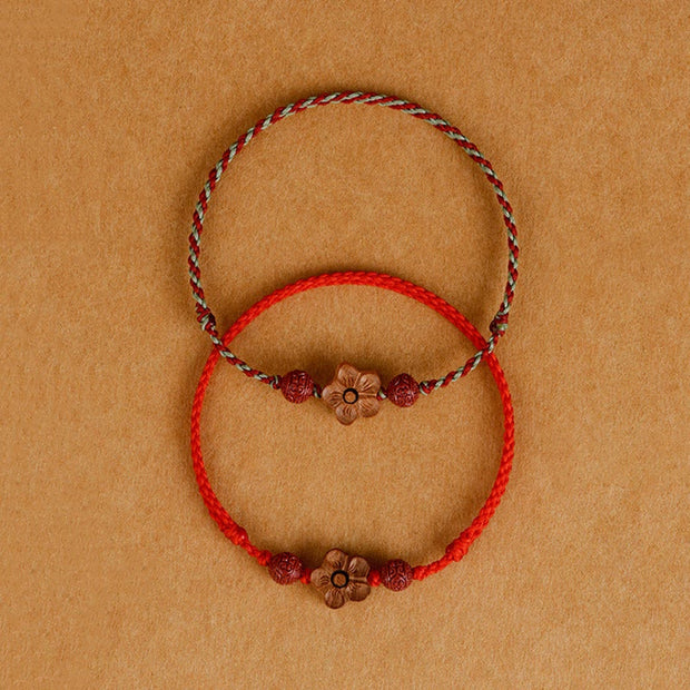 FREE Today: Ward Off Evil Spirits Peach Wood Small Peach Blossom Cinnabar String Bracelet Anklet