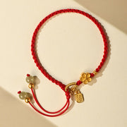 Buddha Stones Hetian Jade Small Peach Blossom Fu Character Charm Luck String Bracelet Bracelet BS 3