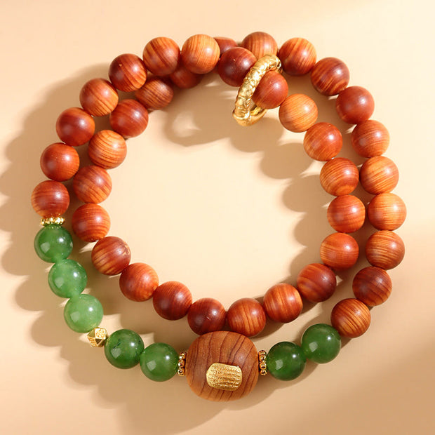 FREE Today: Optimistic Courage Thuja Sutchuenensis Green Chalcedony Double Wrap Bracelet