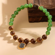 Buddha Stones Kalimantan Agarwood Green Chalcedony Zakiram Goddess of Wealth Strength Bracelet Bracelet BS Agarwood Green Chalcedony(Wrist Circumference: 14-16cm)