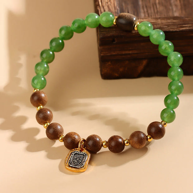 FREE Today: Balance Strength Kalimantan Agarwood Green Chalcedony Zakiram Goddess of Wealth Bracelet