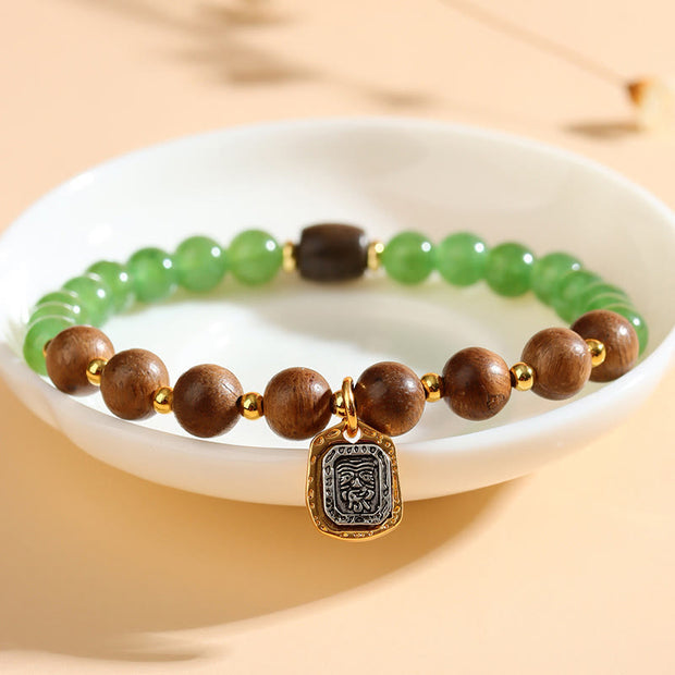 Buddha Stones Kalimantan Agarwood Green Chalcedony Zakiram Goddess of Wealth Strength Bracelet Bracelet BS 2