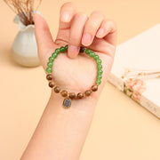 Buddha Stones Agarwood Green Chalcedony Calm Bracelet