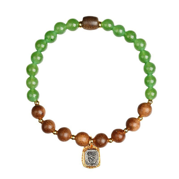 FREE Today: Balance Strength Kalimantan Agarwood Green Chalcedony Zakiram Goddess of Wealth Bracelet