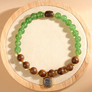 Buddha Stones Kalimantan Agarwood Green Chalcedony Zakiram Goddess of Wealth Strength Bracelet Bracelet BS 1