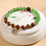 FREE Today: Balance Strength Kalimantan Agarwood Green Chalcedony Zakiram Goddess of Wealth Bracelet