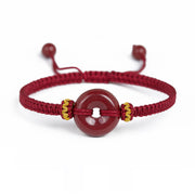 FREE Today: Auspicious Blessing Handmade Cinnabar Round Peace Buckle Braided Bracelet