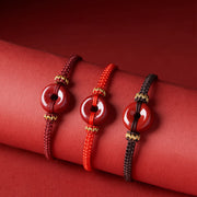 Buddha Stones Handmade Cinnabar Round Peace Buckle Concentration Braided Bracelet Bracelet BS 1