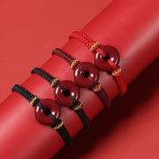 FREE Today: Auspicious Blessing Handmade Cinnabar Round Peace Buckle Braided Bracelet